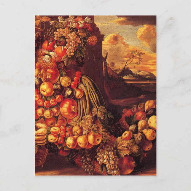 Postal Imagen sentada del verano por Giuseppe Arcimboldo (Anverso)