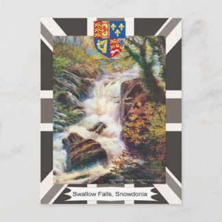 Postal Imagen vintage, Cataratas tragosas, Snowdonia