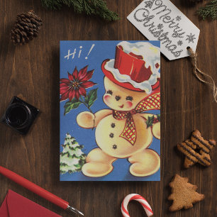 Postal Imagen vintage de Navidad Snowman