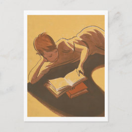 Postal Imagen vintage del libro de lectura del niño
