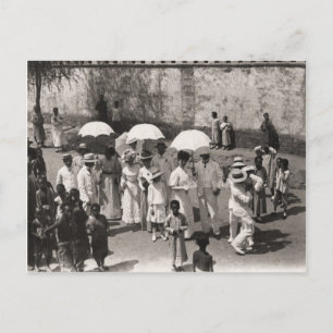 Postal Imagen vintage, europeos en el extranjero 1880