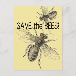 Postal Imágenes antiguas de abejas para salvar las abejas