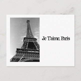 Postal Imágenes de Eiffel_Tower_black_and_white, Je T'...
