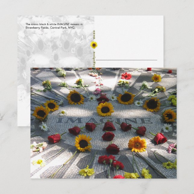 Postal IMAGINE Mosaico, Strawberry Fields, NY -  H (Anverso / Reverso)