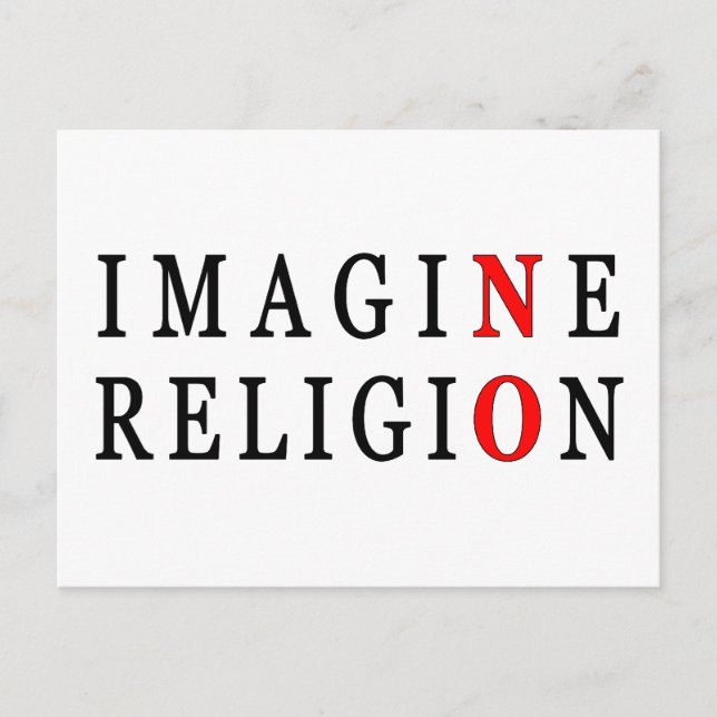 Postal Imaginen ninguna religión (Anverso)