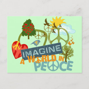 Postal Imaginen un mundo en paz