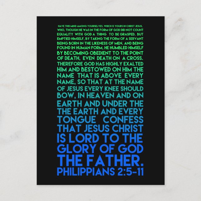 Postal Imitar la Humildad de Cristo Felipianos 2:5-11 (Anverso)