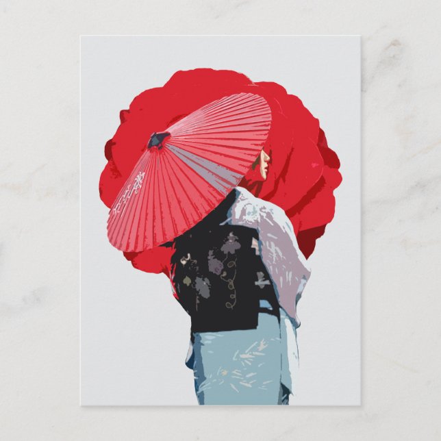 Postal Impactante Vermelho Oriental Cultura Japão  (Anverso)