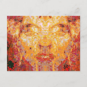Postal IMPORTE NO IMPORTA Máscara Fractal en amarillo roj