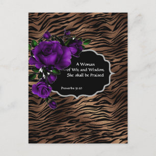 Postal impresa de tigre de mujer inteligente y sab