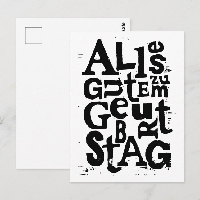 Postal impresa en chino de "Feliz cumpleaños" en a (Anverso / Reverso)