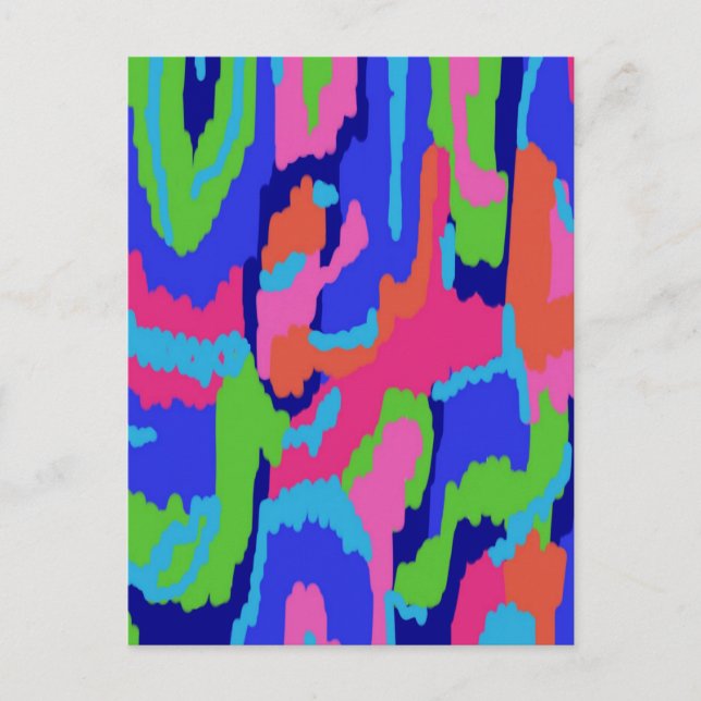 Postal Impresión abstracta colorida en colores retro (Anverso)
