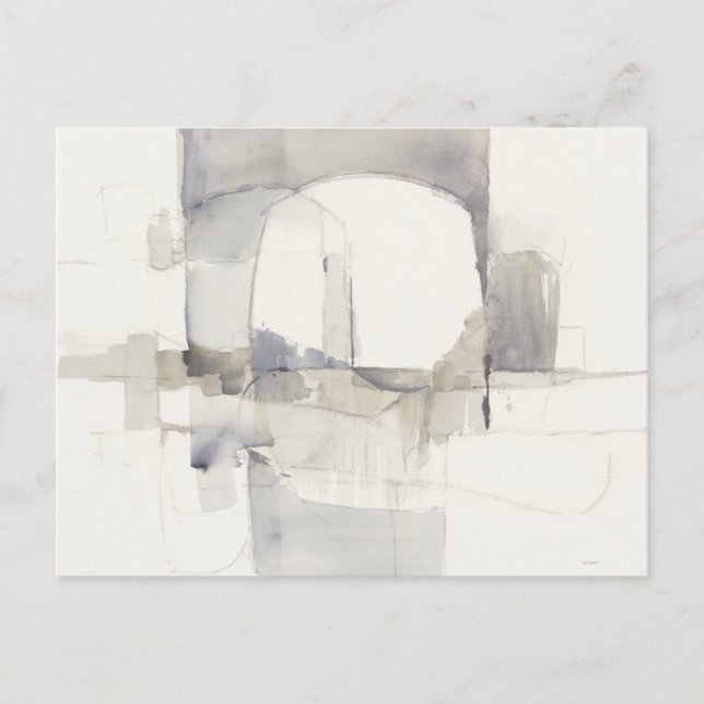 Postal Impresión abstracta gris de la improvisación I (Anverso)