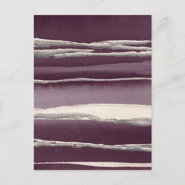 Postal Impresión abstracta púrpura color de rosa de plata (Anverso)