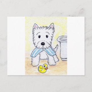POSTAL IMPRESIÓN ACEO WESTIE BATHTIME ORIGIANE