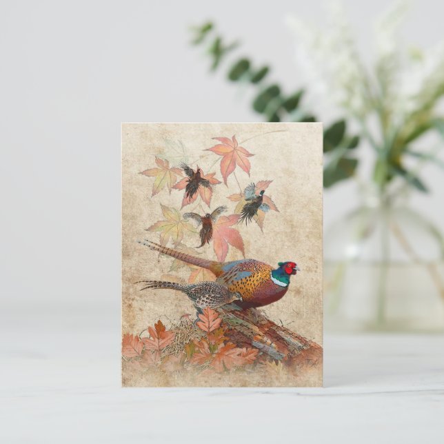 Postal Impresión acrílica de tapiz faisán (Anverso de pie)