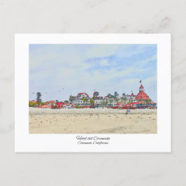 Postal Impresión acuática del Hotel Coronado California