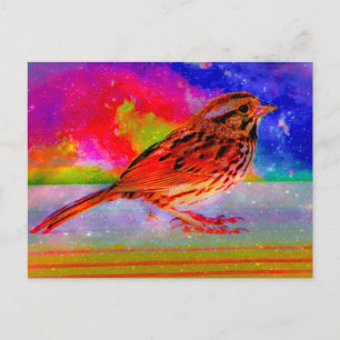 Postal Impresión artística de ensueño de aves cósmicas"