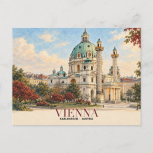 Postal Impresión artística de la Karlskirche de Viena
