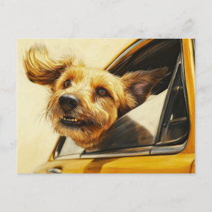 Postal Impresión artística de perro juguetón disfrutando