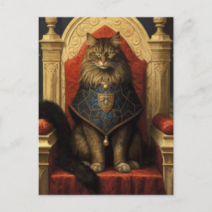 Postal Impresión artística del trono de gato Maine Coon n