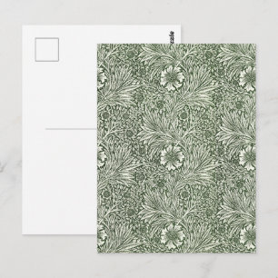 Postal Impresión artística floral verde caléndula de Will