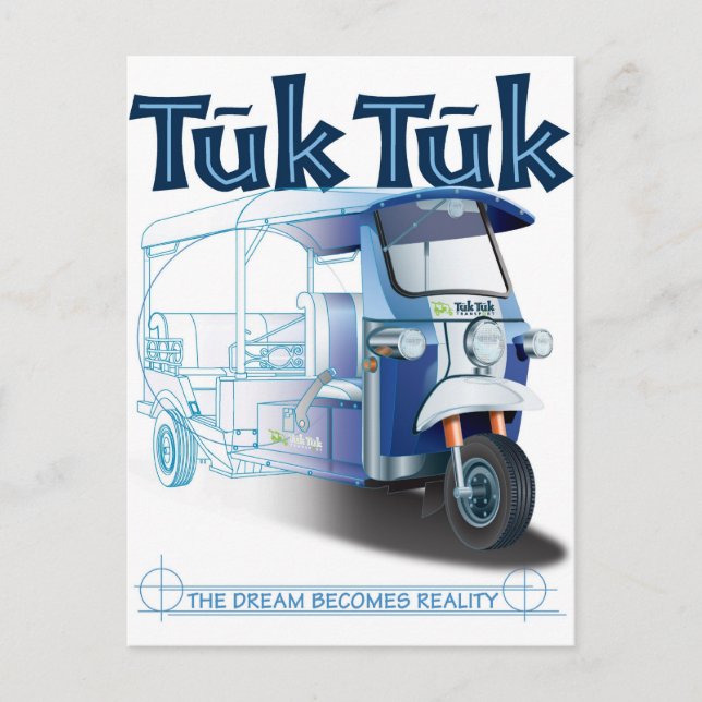 Postal Impresión azul TukTuk (Anverso)