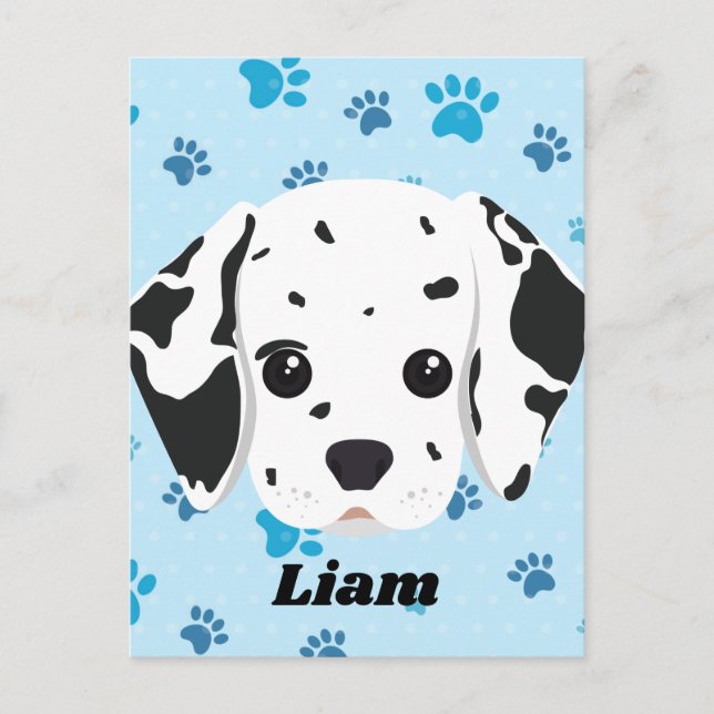 Postal Impresión Dalmatiana de Blue Paw personalizada (Anverso)