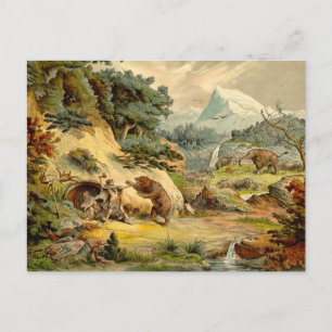 Postal Impresión de antigüedades de escenas prehistóricas