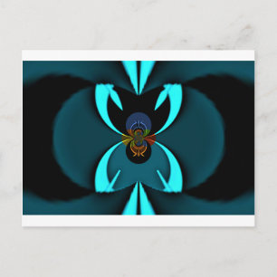 Postal Impresión de arte abstracto de cian