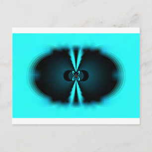 Postal Impresión de arte abstracto de cian y negro