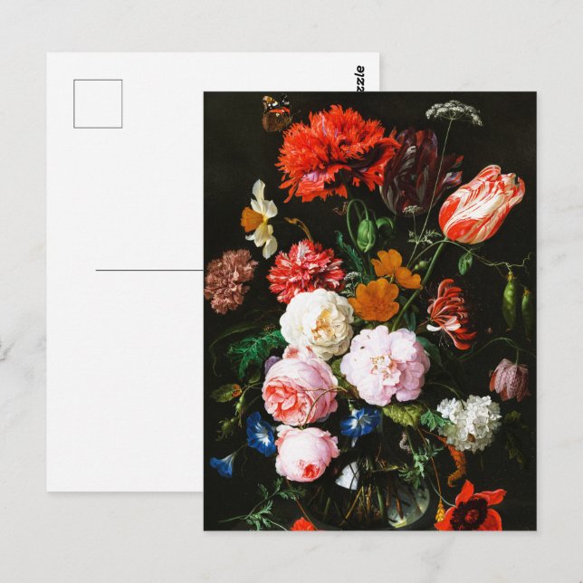 Postal Impresión de Arte Botánico Floral Oscuro Malhumora (Anverso / Reverso)