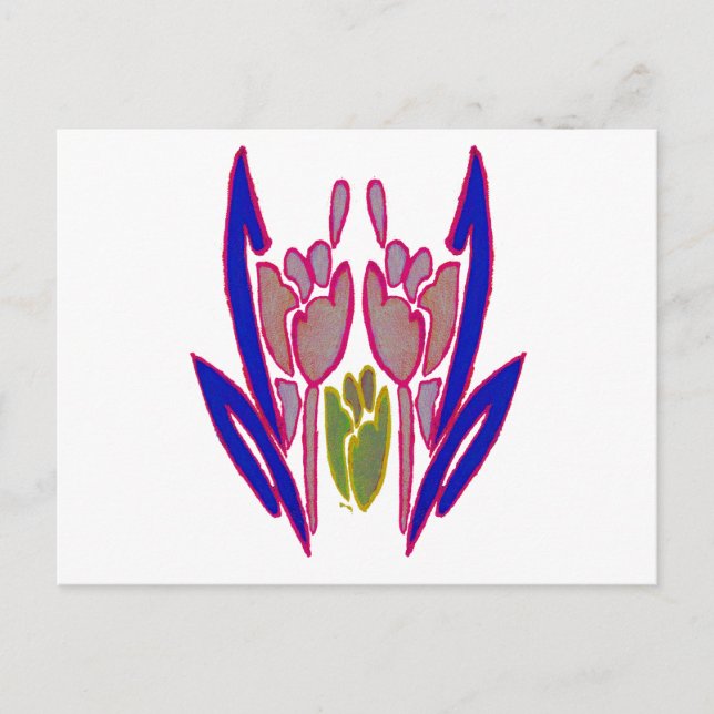 Postal Impresión de arte de acuarela Rosa elegante (Anverso)