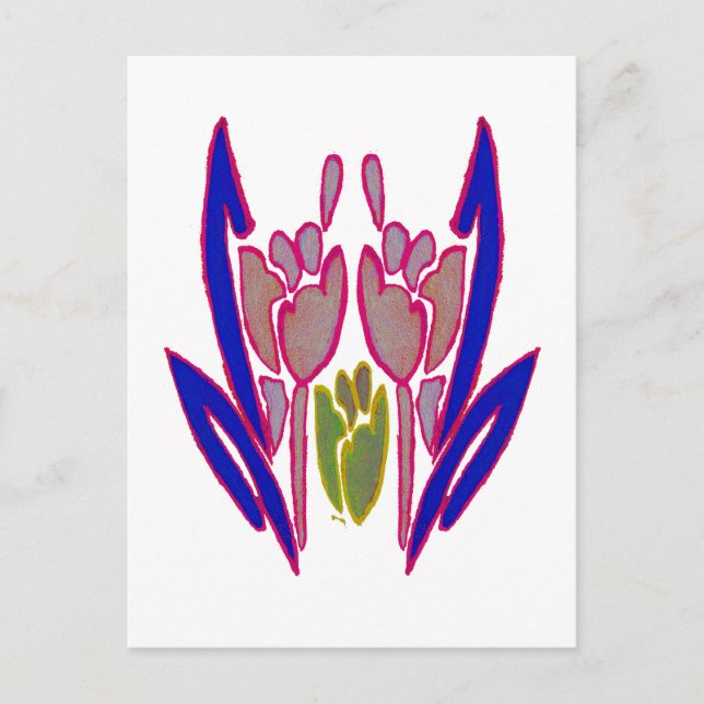 Postal Impresión de arte de acuarela Rosa elegante (Anverso)