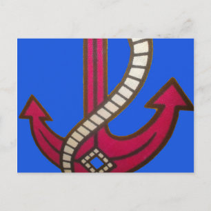 Postal Impresión de arte de ancla roja