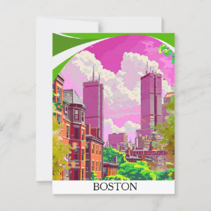 Postal Impresión de arte de Boston, cartel de viaje, post
