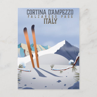 Postal Impresión de arte de cartel de esquí de Cortina d'