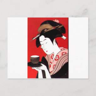 Postal Impresión de arte de ceremonias de té Lady japones