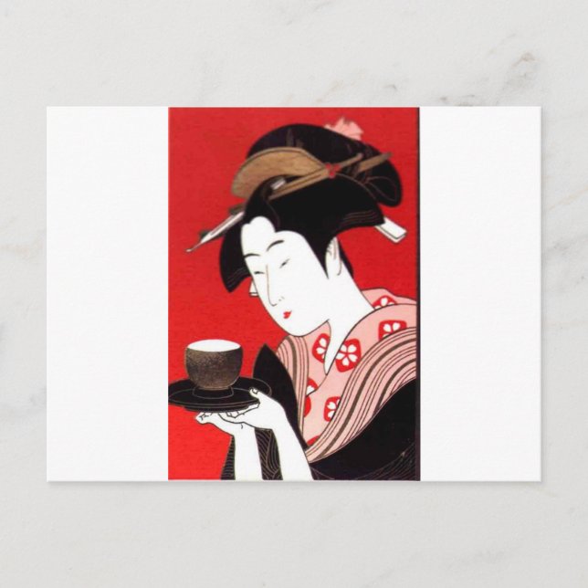 Postal Impresión de arte de ceremonias de té Lady japones (Anverso)