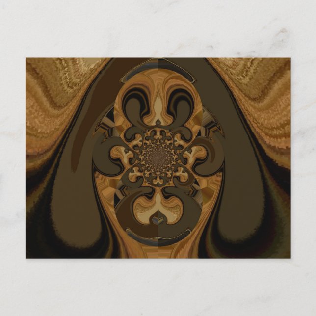 Postal Impresión de arte de Coffee Brown Fluid Kaleidosco (Anverso)