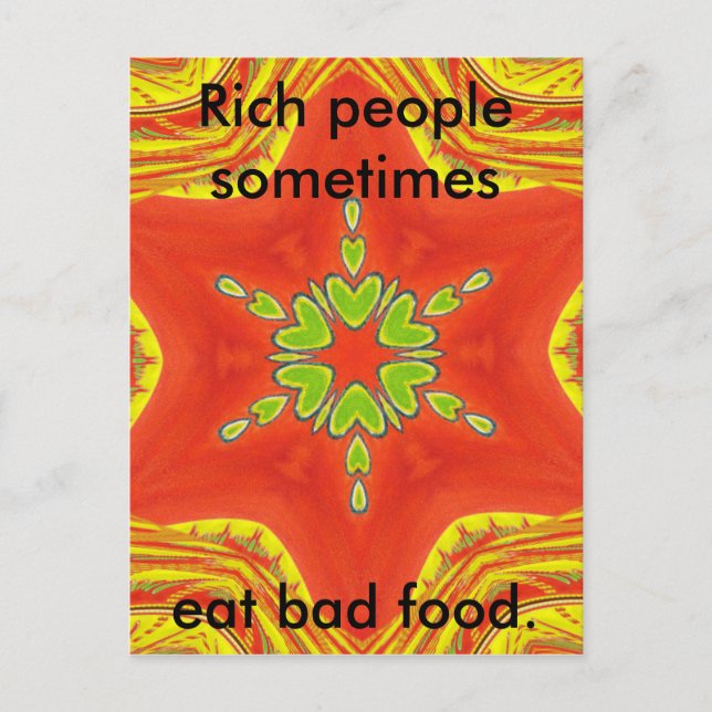 Postal Impresión de arte de Mandala verde de oro rojo (Anverso)