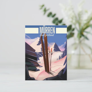 Postal Impresión de arte de póster de esquí de Murren Sui