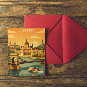 Postal Impresión de arte de viaje de Budapest Hungría vin