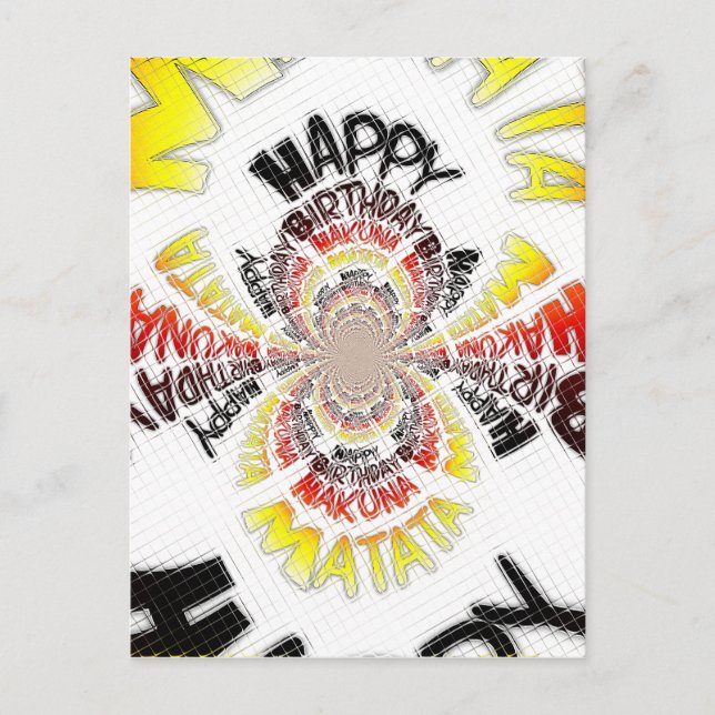 Postal Impresión de arte en el kaleidoscope de cumpleaños (Anverso)