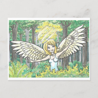 Postal Impresión de arte Fantasma Angel Fairy Woods Fanta