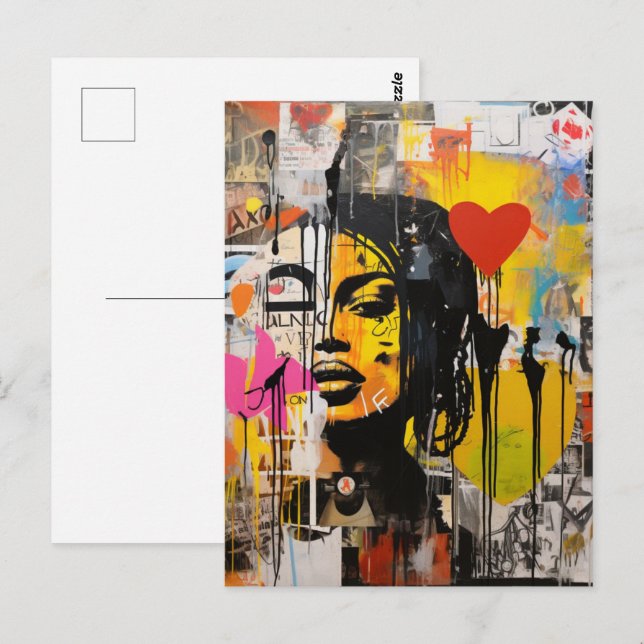 Postal Impresión de arte grunge de San Valentín (Anverso / Reverso)