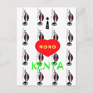 Postal Impresión de arte Maasai de Kenya que amo
