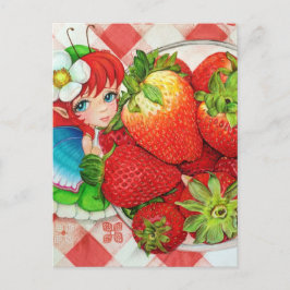 Postal Impresión de arte pictórico de fresa Fairy