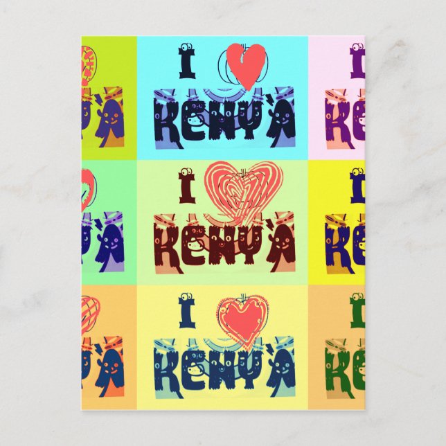 Postal Impresión de Arte Pop de Recuerdos de Viaje a Keni (Anverso)