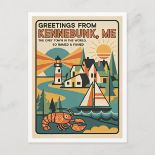 Postal Impresión de arte retro de Kennebunk Maine 